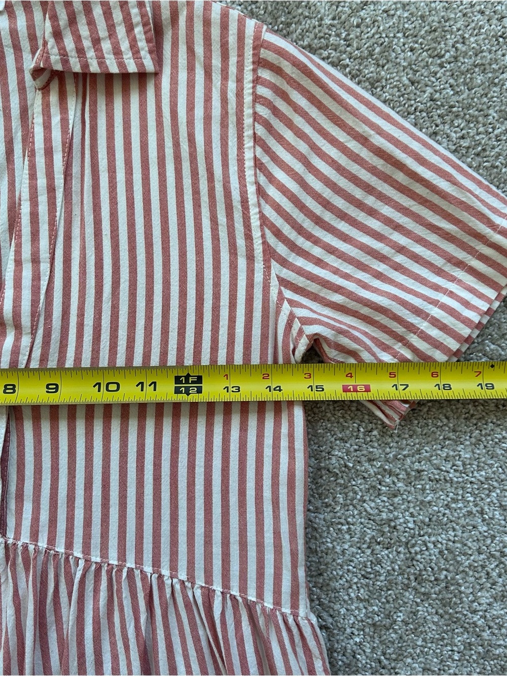 Japna Striped Tiered Babydoll Dress Extra Small Coral Pink White Summer Boho - Picture 5 of 8